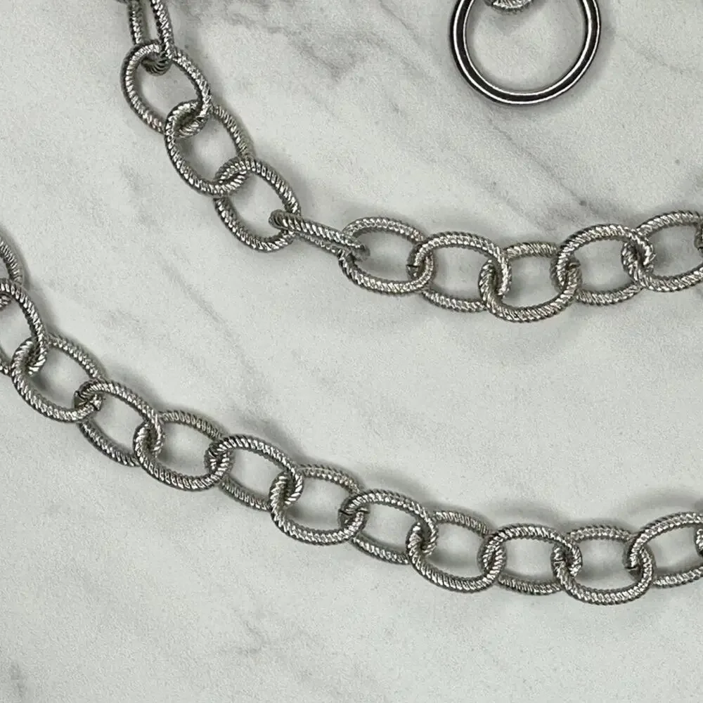 Chico's Textured Oval Link Chain Belt Spring Ring Clasp One Size (OS) ✨